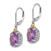 Sterling Silver w/14k Amethyst Earrings ,