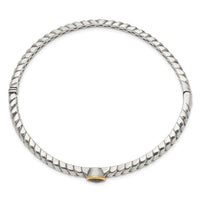 Sterling Silver w/14k Antiqued 6mm Onyx Bangle Bracelet ,