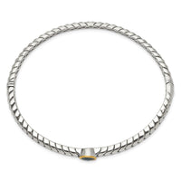 Sterling Silver w/14k Blue Topaz Bangle Bracelet ,