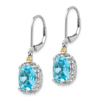 Sterling Silver w/14k Blue Topaz Earrings ,