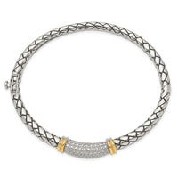 Sterling Silver w/14k Diamond Bangle Bracelet ,