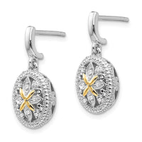 Sterling Silver w/14k Diamond Earrings ,
