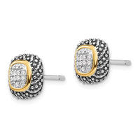 Sterling Silver w/14k Diamond Post Earrings ,