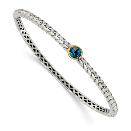 Sterling Silver w/14k London Blue Topaz Bangle ,