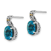 Sterling Silver w/14k London Blue Topaz Post Earrings ,