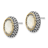 Sterling Silver w/14k MOP Post Earrings ,