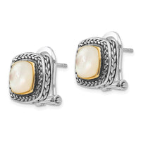 Sterling Silver w/14k Mother of Pearl Earrings ,