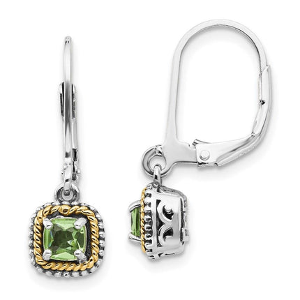 Sterling Silver w/14k Peridot Earrings ,