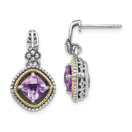 Sterling Silver w/14k Pink Quartz Earrings ,