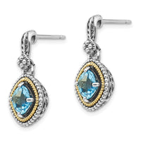 Sterling Silver w/14k Swiss Blue Topaz Earrings ,