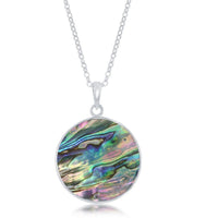 Sterling Silver Wave Design Abalone Pendant Chain ,