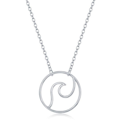 Sterling Silver Wave Design Necklace ,
