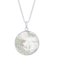 Sterling Silver Wave Design Round MOP Pendant Chain ,