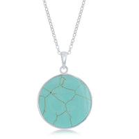 Sterling Silver Wave Design Turquoise Pendant Chain ,