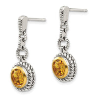 Sterling Silver w/Gold-tone Flash Gold-plated Citrine Earrings ,
