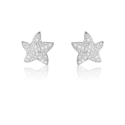 Sterling Silver White Enamel Star Earrings ,