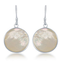 Sterling Silver White MOP and Tree of Life Earrings ,