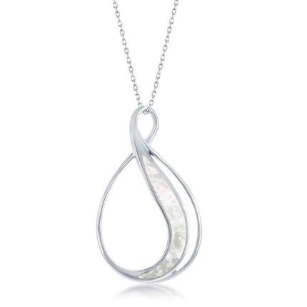 Sterling Silver White MOP Pear Shaped Pendant ,