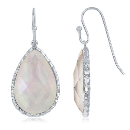 Sterling Silver White Teardrop MOP Doublet Earrings ,