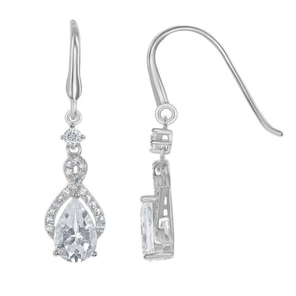 Sterling Silver White Topaz Teardrop Earrings ,