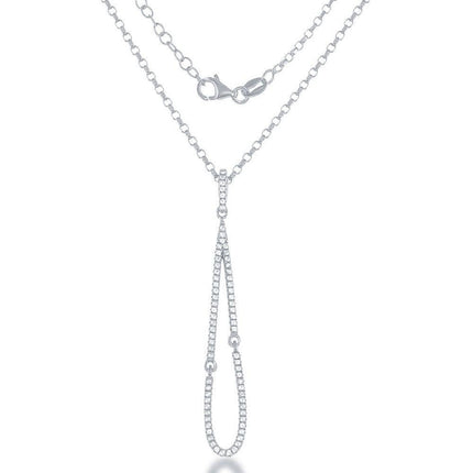 Sterling Silver White Topaz Teardrop Necklace ,