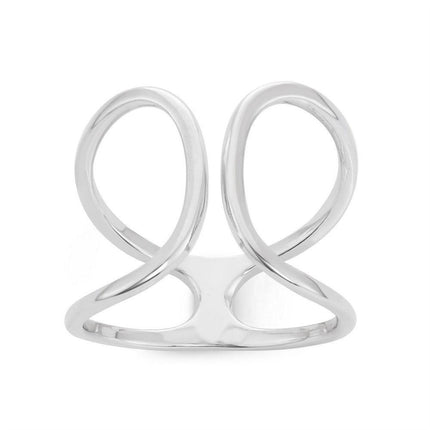 Sterling Silver Wide Open Loopy Ring, Size 8 ,