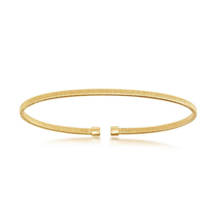 Sterling Silver Wire Designer Bangle; Bonded with 14K Gold Plating ,