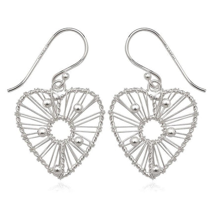 Sterling Silver Wired Heart Earrings ,