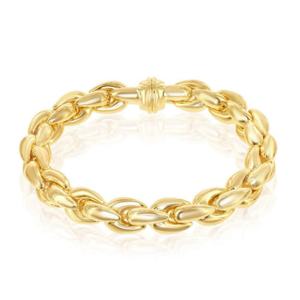Sterling Silver With 14K Gold Overlay; Oval-Linked Bracelet; MADE IN ITALY ,