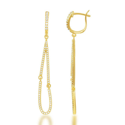 Sterling Silver Yellow Gold Teardrop Earrings ,