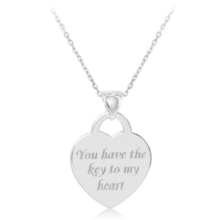 Sterling Silver "You Have The Key to My Heart" Pendant Chain ,