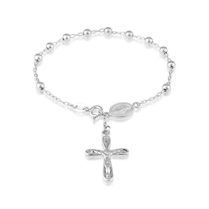 Sterling Sliver Beaded Rosary Bracelet ,