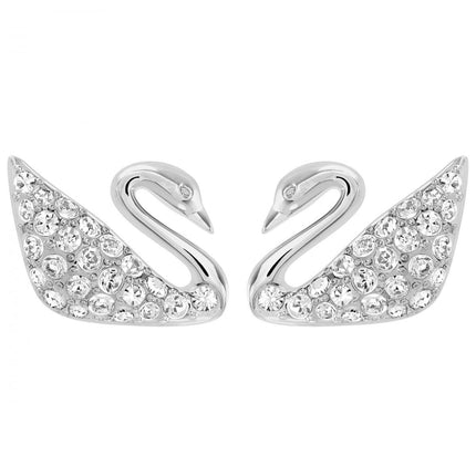 Swarovski Women's Rhodium-Plated Clear Crystal Swan Pierced Earrings, 3/8" | 1116357 ,