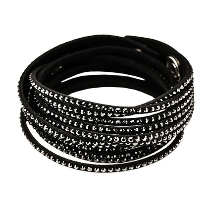 Swarovski 1179237 Women's Slake Black Alcantara Crystal Accented Twisted Bracelet, 14-1/8" Length ,