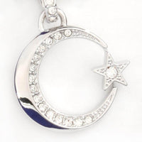 Swarovski Crystal Crescent Moon and Star Silver Pendant Necklace | 5431860 ,
