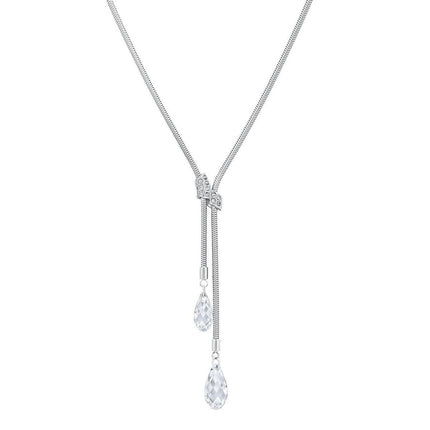 Swarovski Women's Gillian Rhodium-Plated Y-Shaped Clear Crystal Necklace, 15-3/4" Length | 678189 ,