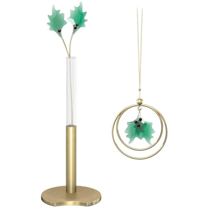 Swarovski Decorative Set - Garden Tales Gold Tone Finish Green Holly Leaves | 5597136 ,