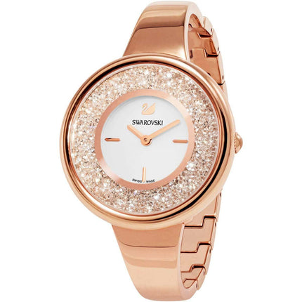 Swarovski Women's Bangle Bracelet Watch - Crystalline Pure White Dial Rose Gold Steel | 5269250 ,