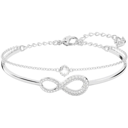 Swarovski Women's Bangle - Infinity White Crystals Elegant Rhodium Plated | 5520584 ,