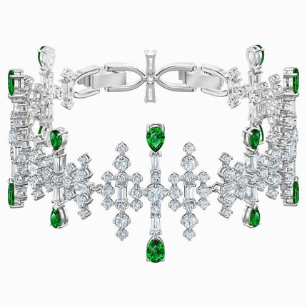 Swarovski Women's Bracelet - Perfection Green Stones Rhodium Plated | 5507695 ,
