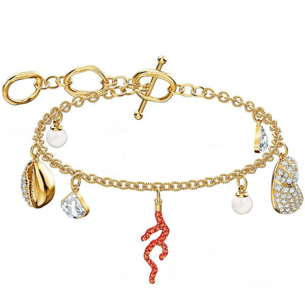 Swarovski Women's Bracelet - Shell Coral Yellow Gold Twisted Chain | 5520673 ,