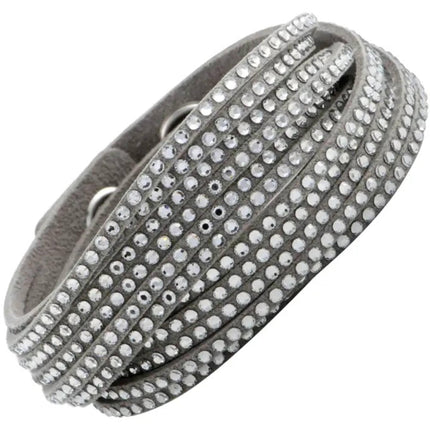 Swarovski Women's Bracelet - Slake Grey Suede With Clear Crystals Wrap | 5181989 ,