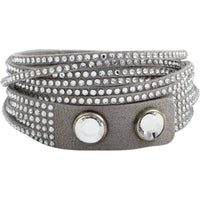 Swarovski Women's Bracelet - Slake Grey Suede With Clear Crystals Wrap | 5181989 ,
