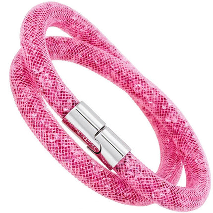 Swarovski Women's Bracelet - Stardust Pink Nylon Fishnet Tube Wrap Around | 5139747 ,