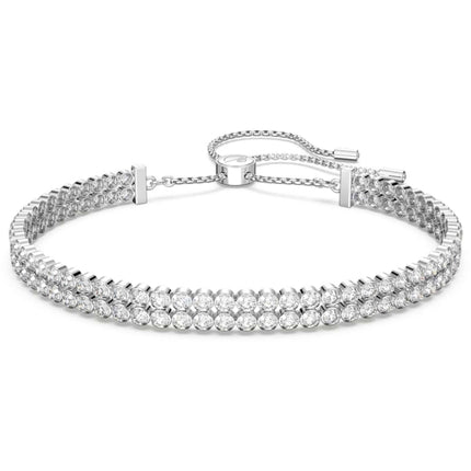 Swarovski Women's Bracelet - Subtle Crystals Two Strands Rhodium Plated | 5221397 ,