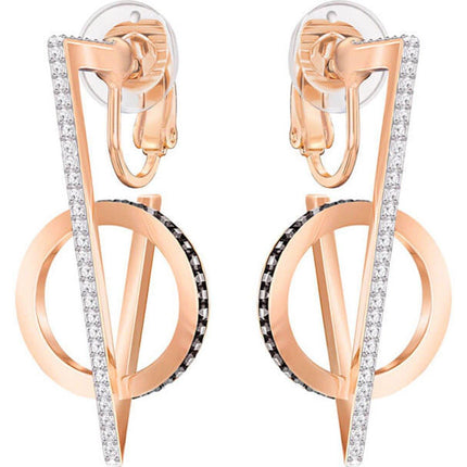 Swarovski Women's Clip Earrings - Hero Black & White Pave Rose Gold Crystal | 5374860 ,