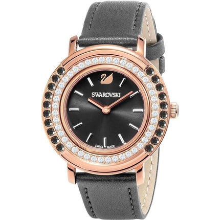 Swarovski Women's Crystal Watch - Playful Dark grey Leather Strap | 5243047 ,