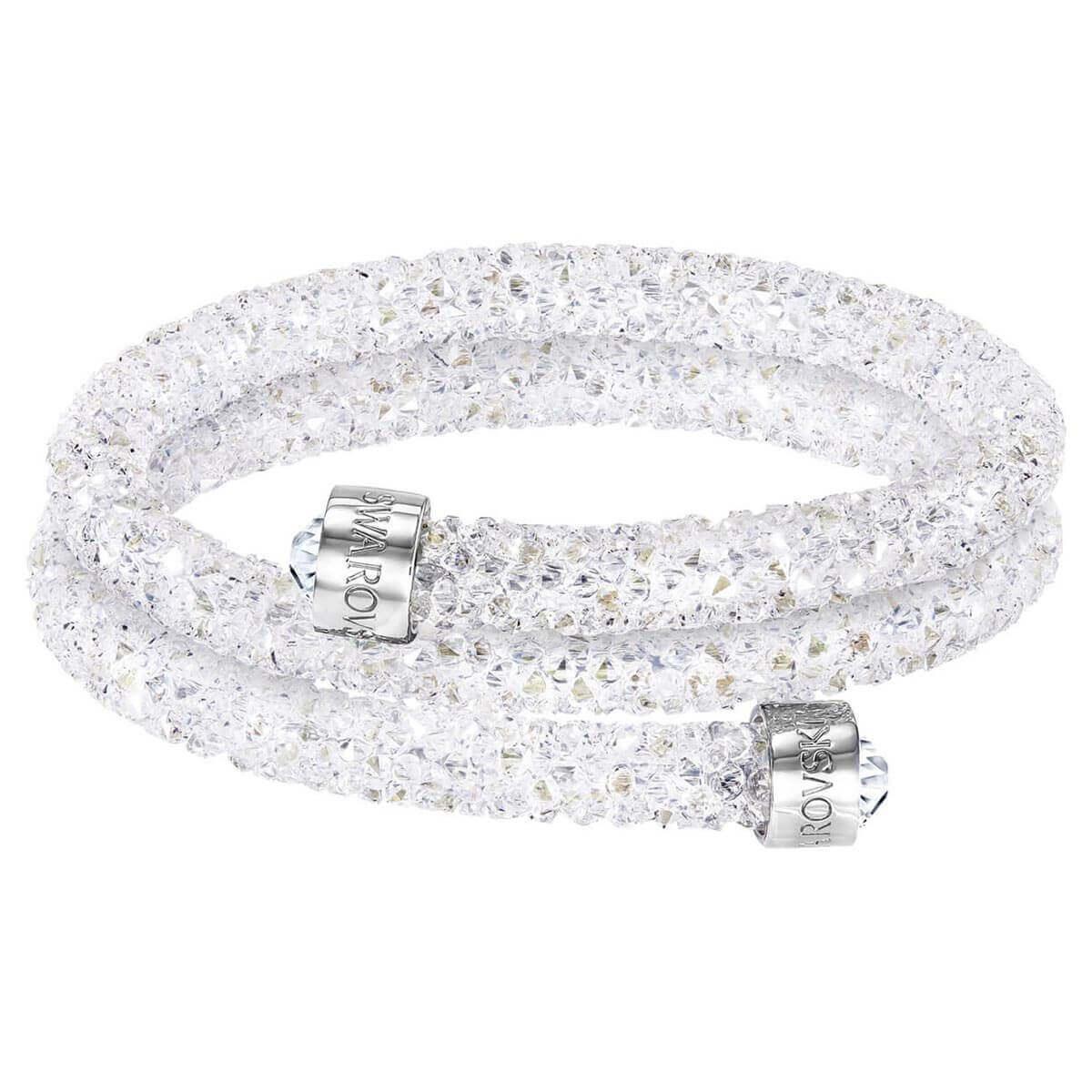 Swarovski Women's Double Bangle Bracelet Crystaldust, White 523775