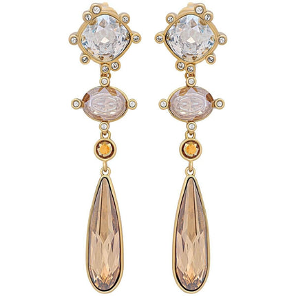 Swarovski Women's Drop Earrings - Olive 23K Yellow Gold Plated | 5485473 ,