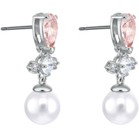 Swarovski Women's Drop Earrings - Perfection Pierced Pearl Rhodium Plated | 5516592 ,